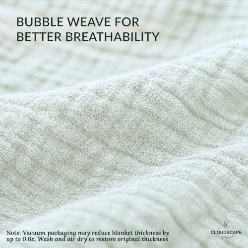 CLOUDSCAPE 8 Layer 100% Cotton Muslin Blanket Queen Size, 92"x92", Sea Foam - Image 3
