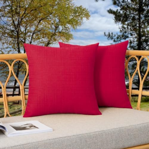 Kevin Textile Outdoor Waterproof 20”x20” Pillow Covers 2 Pack, Xmas Red by KevinTextile