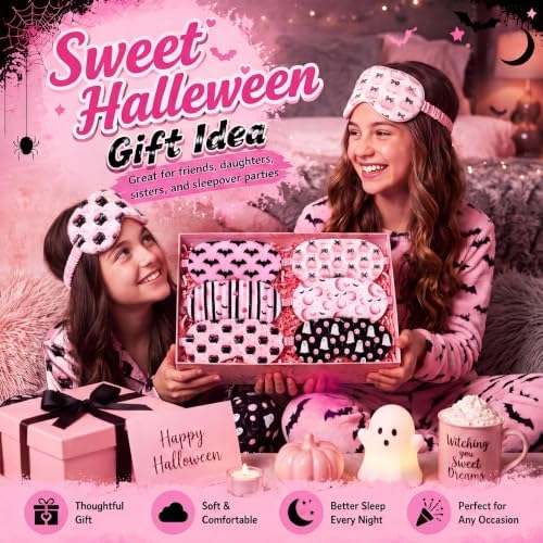 Cuffbow 6 Pack Fuzzy Sleep Masks Plush Eye Mask,Halloween,Pink - Image 5