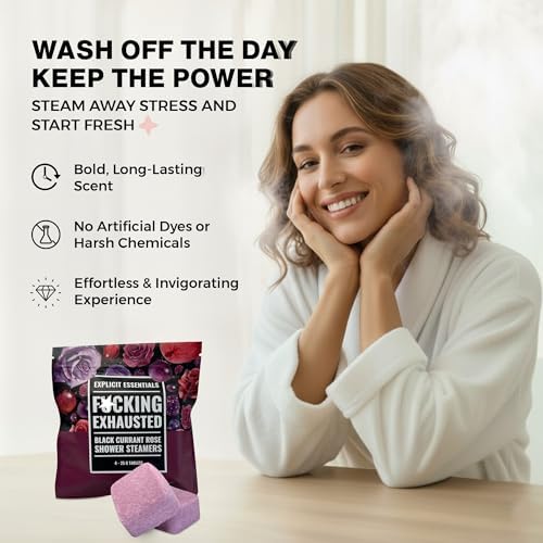 Explicit Essentials F Exhausted Shower Steamers | Black Currant Rose Aromatherapy Shower Steamer Tablets for Relaxation & Stress Relief | Spa Shower Gift for Self-Care, Birthdays & Holidays - Image 6
