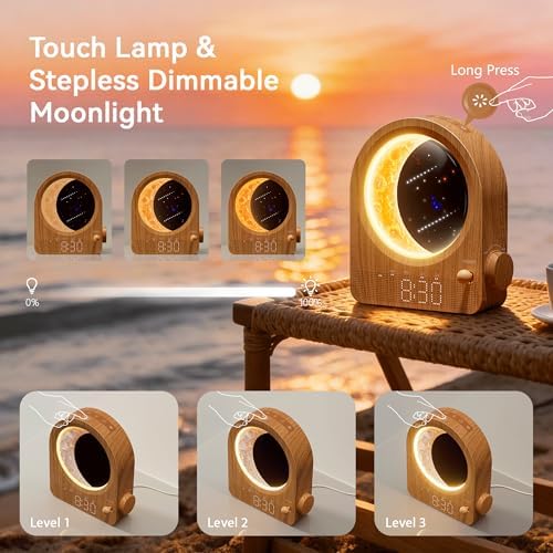 blonbar Dual Alarm Clock for Heavy Sleepers, Dimmable Moon Lamp Gifts - Image 5