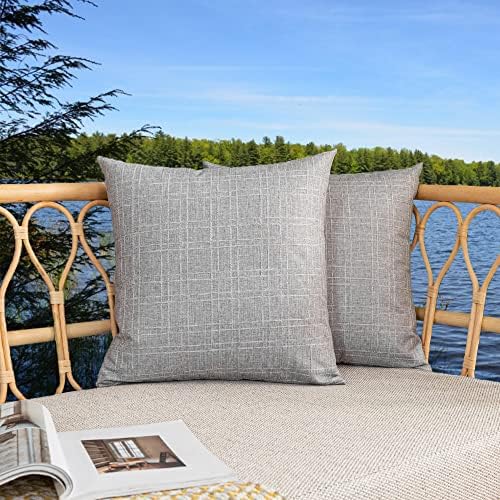 Kevin Textile Outdoor Waterproof 24”x24” Pillow Covers 2 Pack, Grey by KevinTextile