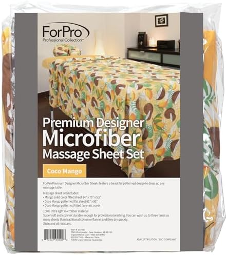 ForPro Designer Microfiber 3-Piece Massage Sheet Set, Coco Mango - Image 4