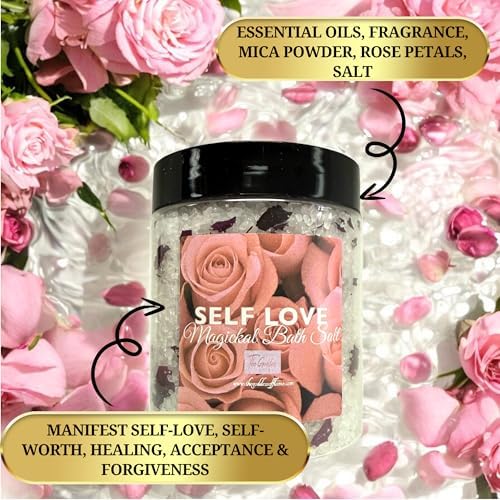 Self Love Bath Salts – Dead Sea Salt Bath Soak for Relaxation, Self Care, Spiritual Cleansing & Ritual Use 12oz - Image 2