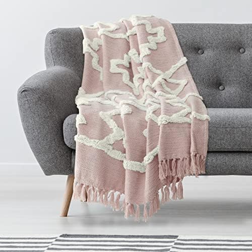 Americanflat 50x60 Throw Blanket - Soft and Breathable Cotton Throw Blanket for Couch, Bed, Chair - Decorative Blankets Perfect for Home, Office, or Outdoor Use - Pink Tufted Design - Image 3