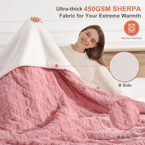 Pink Heated Blanket Twin - 62"x84" Electric Blanket Twin Heating Blanket - Image 4