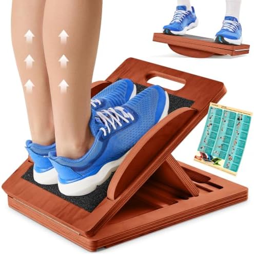 Slant Boards for Exercise, Wooden Slant Board, Calf Stretch Board with 7 Incline Angles, Velour Board, Balance Board & Calf Stretcher, Portable Incline Board for Physical Therapy, Ankle Mobility, Heel & Knees by ZocoSquat