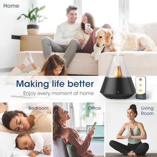 Ultrasonic Essential Oil Diffuser, 150ML Modern Aromatherapy Diffuser with Candle Light, 2 Mist Mode, Remote Control, Auto-Off, Small Cool Mist Humidifier for Home Bedroom Office Yoga, Black - Image 4
