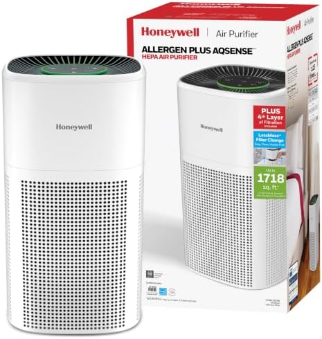 Honeywell Allergen Plus 4-in-1 HEPA Air Purifier for Home, Up to 1718 Ft² Coverage for Large Rooms, Reduces Allergens, Pet Dander, Smoke & Odors, Air Quality Sensor with Auto Mode, White, HPA4300W by Unknown