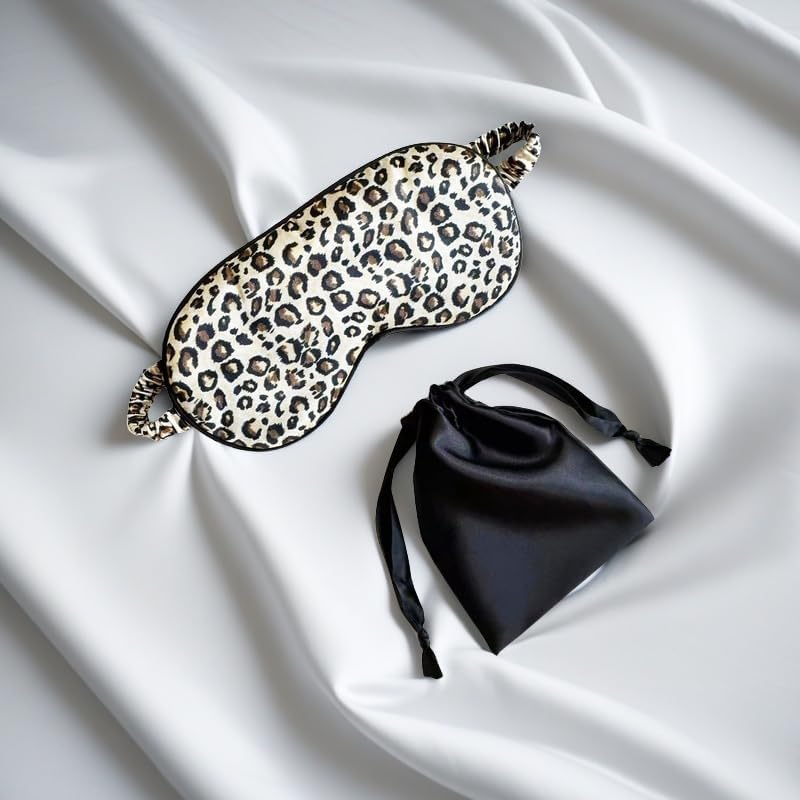 [1 Pack] QSYW Sleep Masks, Satin Eye Mask for Sleeping - Silky Eye Masks Bulk with Storage Bag & Elastic Strap,Leopard - Image 3