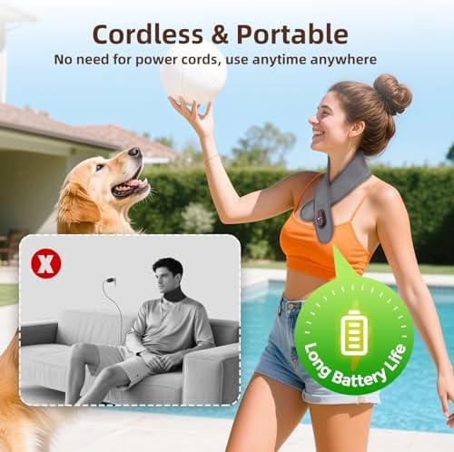 Electric Neck Heating Pad Cordless with Massage, Heated Neck Wrap with 660nm 850nm Red Light, 3 Heat Levels 3 Vibration Modes, Portable Neck Massager for Pain Relief, 3000mAh Rechargeable - Image 4