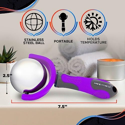 PRIME Fitness Cold Massage Roller Ball | Cold Therapy | Ice Roller Ball with Handle | cryo Stick | Relieve Muscle Pain (Purple) - Image 6