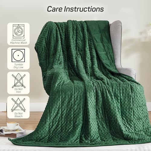 Weighted Blanket 15lbs for Adults, Ultra Soft Minky Dot Heavy Blankets for Sleep, Breathable Washable Throw Blanket with Glass Beads, 48"x72" Twin Size, Dark Green - Image 6