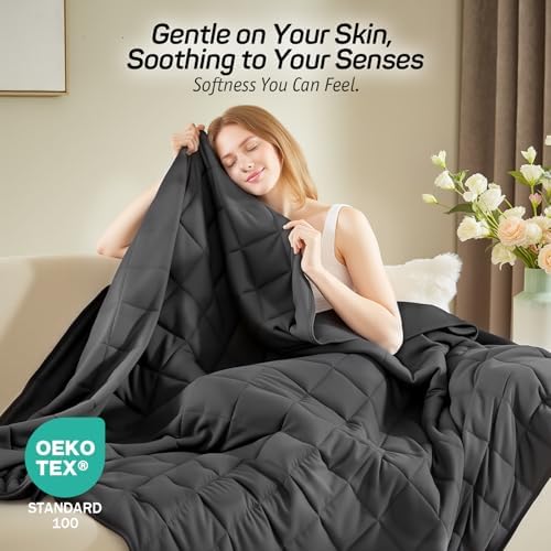 Weighted Blanket for Adults 15lbs, Queen Size Heavy Blanket for 125-180lbs, Weighted Throw Blanket with Premium Glass Beads, Soft Thick Blanket for Adult All-Season, 60 x 80 inches, Dark Grey - Image 4