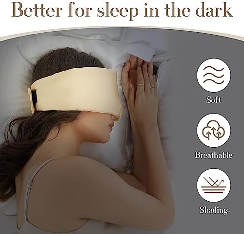 SECZIPE 100% Mulberry Silk Sleep Mask Eye Mask for Women Man with Adjustable Band, for Side Sleeper Blackout Sleep Mask for Travel Rest and Office (Gold) - Image 2