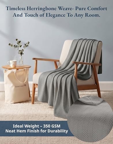 LANE LINEN Queen 100% Cotton Blanket, 350 GSM Medium Weight - Image 3
