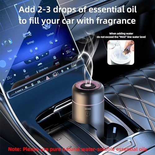 SEEDSEEL Car Aromatherapy Diffusers for Essential Oils，Mini USB Air Scent Small Humidifier with 7-LED Color Changing for Car Room Home Office Bedroom - Image 4