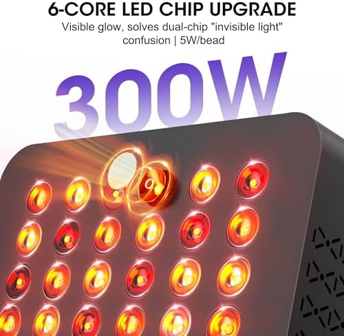 60 LEDs 300W Red Light Therapy - Upgraded 6-CORE LED Chips Red Infrared Light Device with 3 Modes, Timer & Stand, 660nm/850nm Near Infrared Light for Face & Body Care - Image 3
