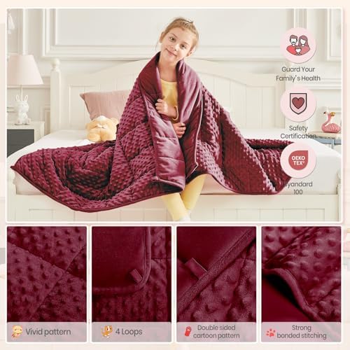 Weighted Blanket - 2 lbs Burgundy Minky Heavy Blanket, 36"x48", Small Size Breathable Lap Blanket - Image 5