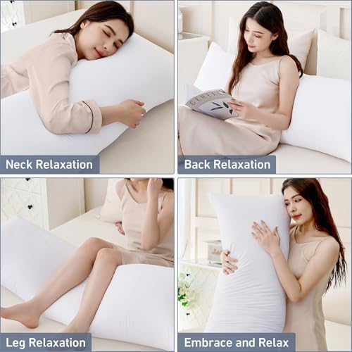 Leeden Full Body Pillow 20 x 54 for Side Sleepers White Support - Image 3