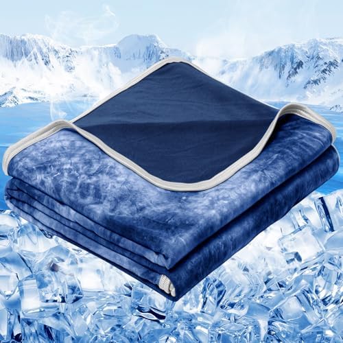 inhand Cooling Blanket Queen Size for Hot Sleepers (90"x90", Navy) by inhand