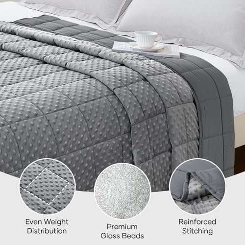 Cottonblue Cooling Weighted Blanket 7lb for Calm and Relax, Minky Dots Grey - Image 3
