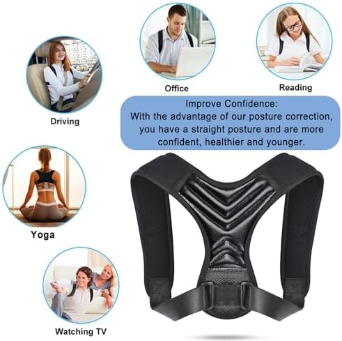Posture Corrector, Back Brace for Women and Men, Adjustable Back Support, Shoulder Straightener for Improving Hunchback, Providing Pain Relief from Neck, Shoulder, and Upper Back - Black - Image 5