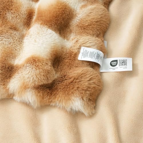 Amélie Home Faux Fur Throw Blanket for Couch, Ultra Soft Fuzzy Plush Bubble Throw for Sofa, Living Room & Home Decor, 50"x60", Tie-dye Khaki - Image 6