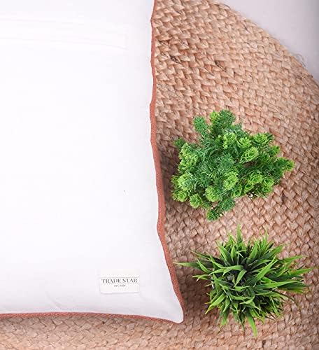 Trade Star Decorative Handwoven Sofa Pillow Case Handloomed Cushion Case 100% Cotton Throw Pillow Cover for Living Room Indian Spring Pillow Cover Fall Decor Case (Rust Snow 12X18 INCHES) - Image 5