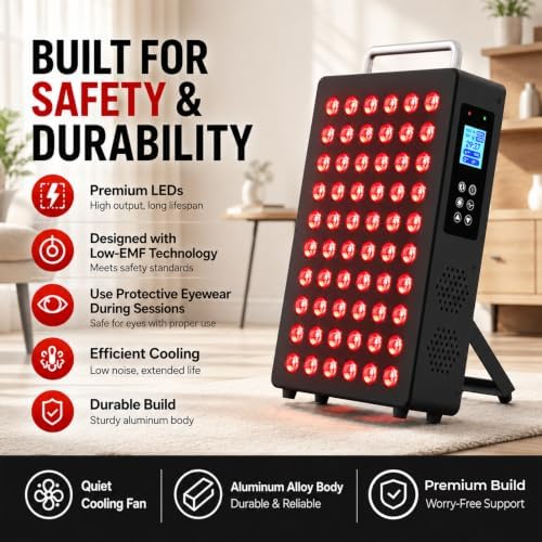 Red Light Therapy Panel, 660nm & 850nm, for face & Body, Black - Image 4