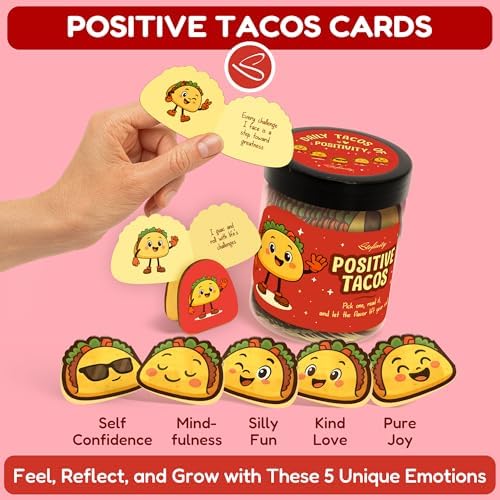 STOFINITY Positive Taco Jar, 60 Affirmation Cards, Wooden Stand - Image 3