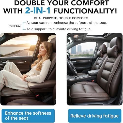 CORRIDOR Genuine Leather Seat Cushion for Car - Handmade - Relieve Hip, Pressure and Sciatica Pain - Ideal for Lower Back Pain - for Office Chair and Car Seat (Coffee Brown, Seat + Backrest) - Image 4