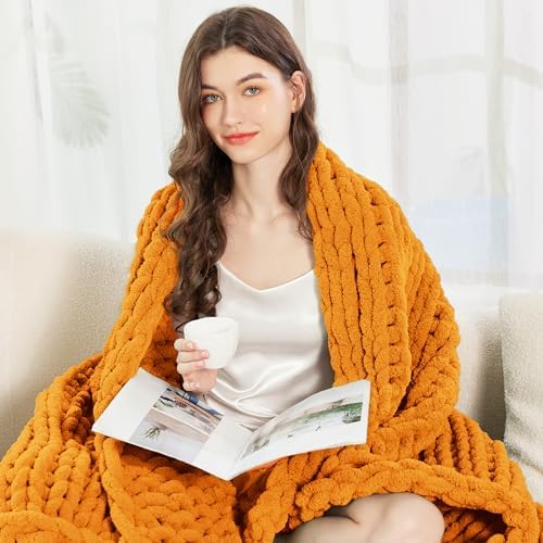 Chunky Knit Blanket Throw for Couch, 51"x63" Chunky Yarn Knitted Blankets - Image 7