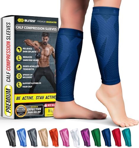 BLITZU Calf Compression Sleeves, Footless Compression Socks for Men & Women by BLITZU