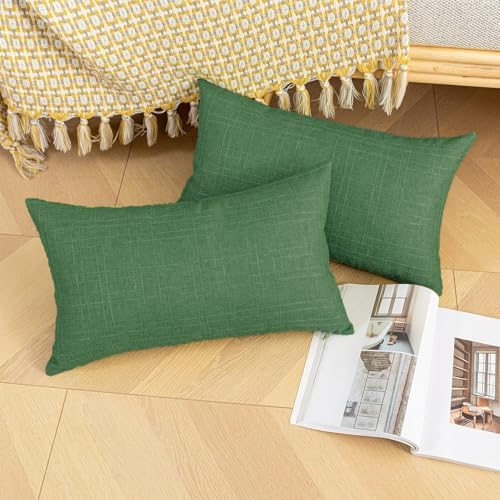 Kevin Textile Outdoor Waterproof 12”x20” Pillow Covers 2 Pack, Dark Green - Image 4