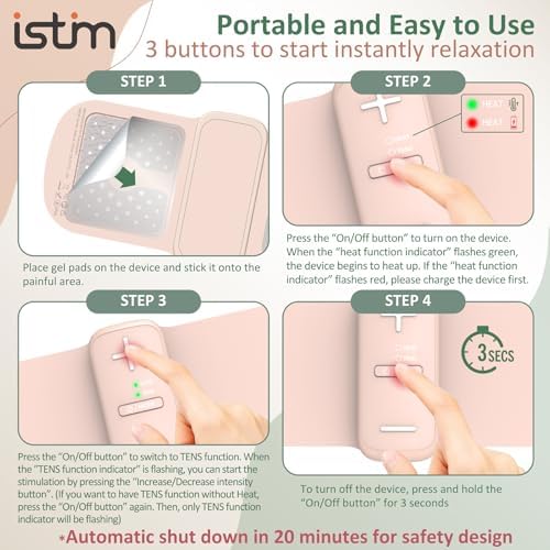 iStim S1 Wireless TENS Unit for Menstrual Relief – Period Pain Relief Device for Period Cramps and Back Pain, TENS Machine with Heat, Rechargeable Drug-Free TENS Massager with Japanese Gel Pads - Image 5