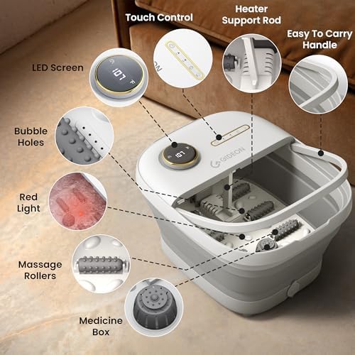 Gideon Foot Spa Massager & Heated Foot Bath, Luxury Therapeutic Massager with Lights and Bubbles - Image 4