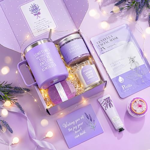 Mothers Day Gifts for Mom, 9pcs Happy Birthday Gifts for Women, Unique Birthday Relaxation Spa Gift Christmas Ideas Relaxing Lavender Set Self Care Gift Basket for Her Mom Sister Friend Teacher - Image 3