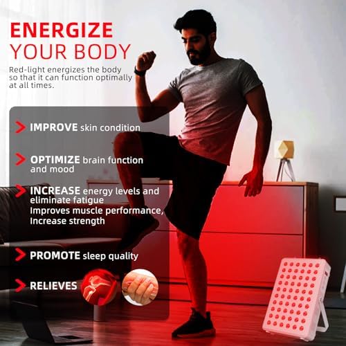 Red Light Panel for Body and Face, 660nm Red 850nm and Near Infrared, Remotcontrol 60 LEDs Red Light Therapy Panel, Used to Promote Sleep, Improve The Body, Relieve Muscle Fatigue - Image 6