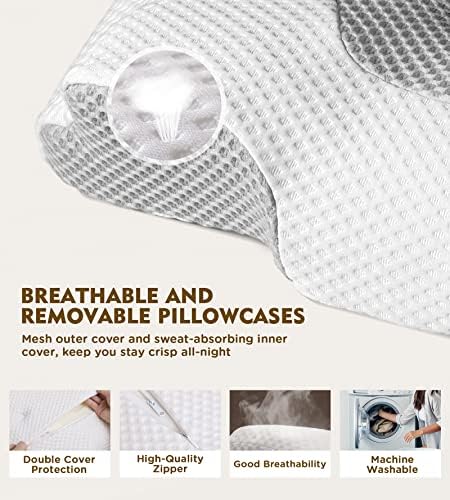 Osteo Cervical Pillow for Neck Pain Relief, Hollow Design Odorless Memory Foam Pillows with Cooling Case, Adjustable Orthopedic Bed Pillow for Sleeping, Support for Side Back Sleepers - Image 5