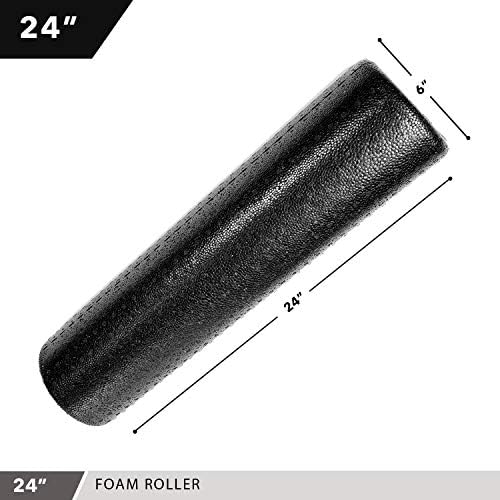 High Density Muscle Foam Rollers by Day 1 Fitness - Sports Massage Rollers for Stretching, Physical Therapy, Deep Tissue, Myofascial Release - Ideal for Exercise and Pain Relief - Solid Black, 24" - Image 3