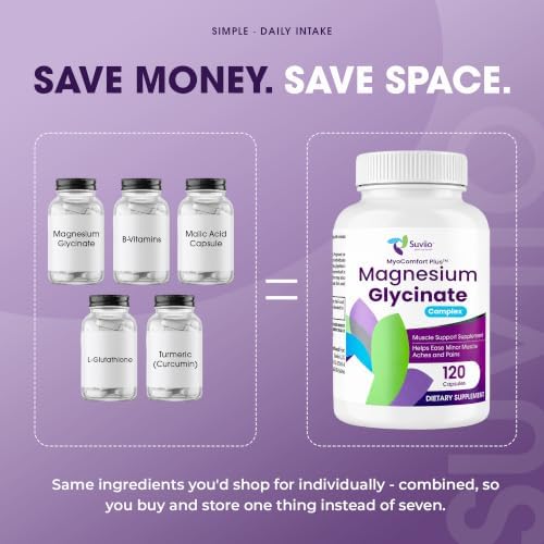 Suviio Magnesium Glycinate 300mg, 7-in-1 Muscle Recovery Complex, 120ct - Image 4