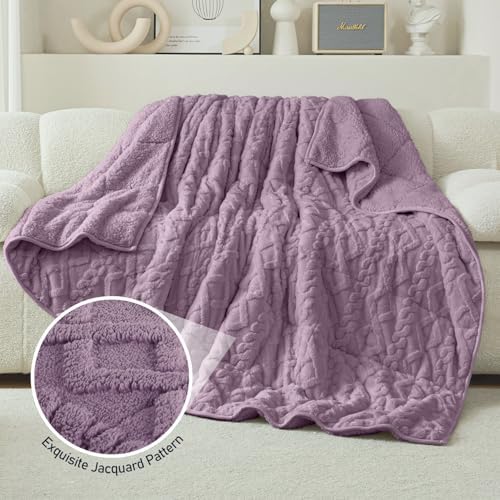Wemore Sherpa Weighted Blankets for Sleeping Queen 60" x 80" 15 lbs Purple - Image 5