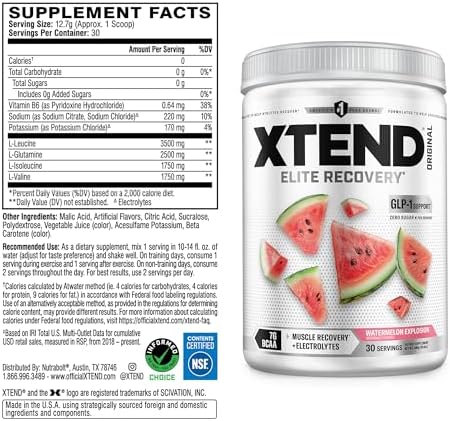 Xtend Original BCAA Powder, Zero Sugar, Watermelon Explosion, 30 Serv - Image 2