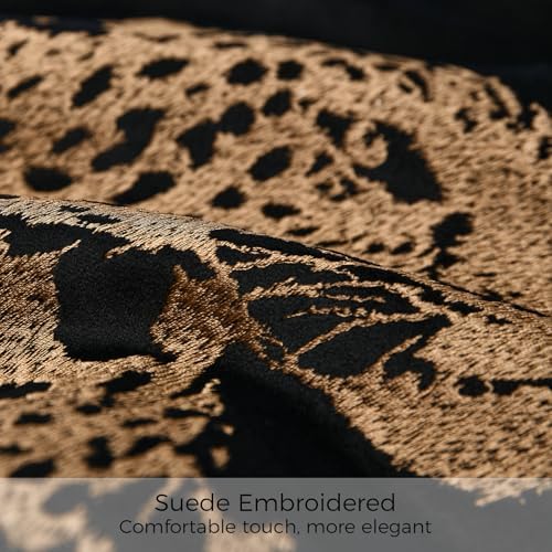 Velvet Throw Pillow Covers 18x18'', New Upgrade Brown Cheetah Leopard Embroidered Pillows Cover, Decorative Pillow Cushion Cover for Sofa Bed Bedroom Living Room - Image 3