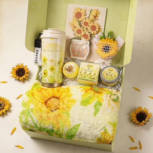 Get Well Gifts for Women Sunflower Gift Basket After Surgery Recovery by MUGIQUE