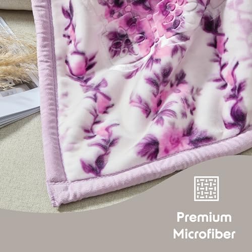 Nestl Korean Mink Blanket Queen Size - 9 Lbs Velvet Fleece Korean Blanket - 2 Ply Warm & Thick Winter Blanket - Wrinkle & Fade Resistant - 79 x 94 Inches (Lavender) - Image 2