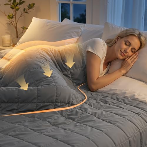 Smart Queen Weighted Blanket for Adults,Soft Heavy Blanket Machine Washable for Fall, Bedding &Napping with Premium Glass Beads Dark Grey(10lbs 48''X72'') - Image 2