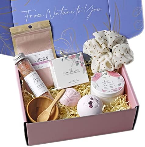 Natural Amor Rose Spa Gifts for Women,8pcs Self Care Box Including Soap Bar, Natural Clay Mask, Bath Butter for Mothers Day Gift by NATURALAMORLOSANGELES