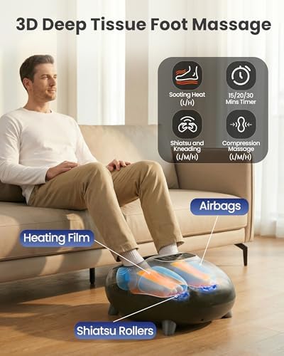 CILI Shiatsu FSA Foot Massager with Heat and Compression, Knead Rolling HSA Feet Massager for Neuropathy, Plantar Fasciitis, Remote Control, Up to Men Size 14", Christmas Gifts for Men Women - Image 3